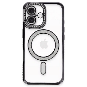 Newface iPhone 16 Plus Kılıf Joke Simli Magneticsafe Kılıf - Siyah