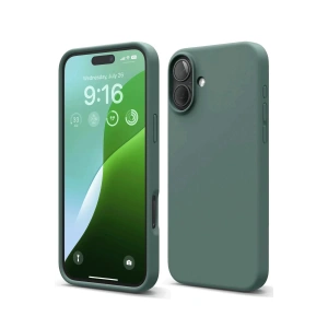 Newface iPhone 16 Plus Kılıf Nano içi Kadife Silikon - Koyu Yeşil