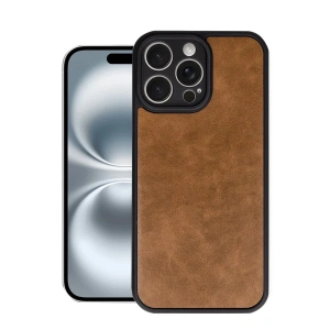 Newface iPhone 16 Pro Max Kılıf Aras Deri Kapak - Taba