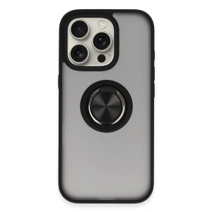 Newface iPhone 16 Pro Max Kılıf Montreal Yüzüklü Silikon Kapak - Siyah