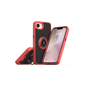 Newface iPhone 16E Kılıf Montreal Yüzüklü Silikon Kapak - Kırmızı