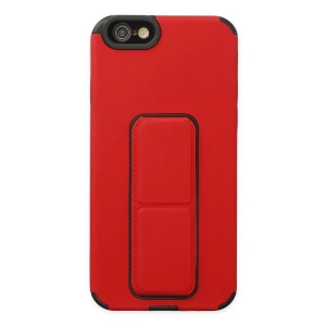 Newface iPhone 6 Kılıf Mega Standlı Silikon - Kırmızı