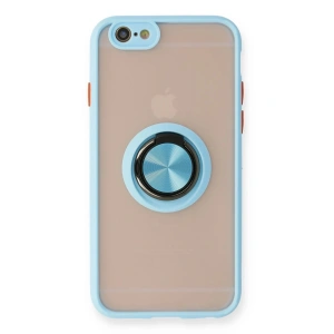 Newface iPhone 6 Kılıf Montreal Yüzüklü Silikon Kapak - Buz Mavi