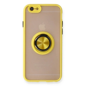 Newface iPhone 6 Kılıf Montreal Yüzüklü Silikon Kapak - Sarı