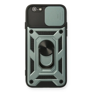 Newface iPhone 6 Kılıf Pars Lens Yüzüklü Silikon - Yeşil