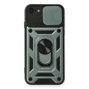 Newface iPhone 7 Kılıf Pars Lens Yüzüklü Silikon - Yeşil