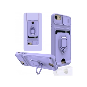 Newface iPhone 7 Kılıf Zuma Kartvizitli Yüzüklü Silikon - Lila