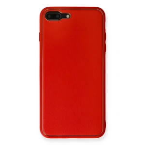 Newface iPhone 7 Plus Kılıf Coco Deri Silikon Kapak - Kırmızı