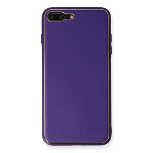 Newface iPhone 7 Plus Kılıf Coco Deri Silikon Kapak - Mor