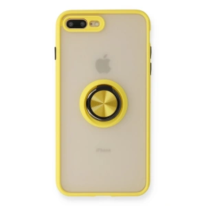 Newface iPhone 7 Plus Kılıf Montreal Yüzüklü Silikon Kapak - Sarı