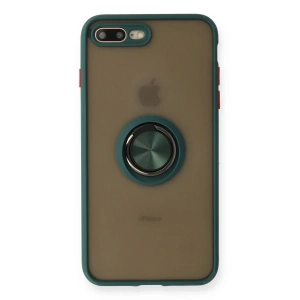 Newface iPhone 7 Plus Kılıf Montreal Yüzüklü Silikon Kapak - Yeşil