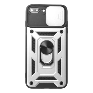 Newface iPhone 7 Plus Kılıf Pars Lens Yüzüklü Silikon - Gümüş