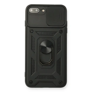 Newface iPhone 7 Plus Kılıf Pars Lens Yüzüklü Silikon - Siyah