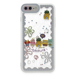 Newface iPhone 7 Plus Kılıf Sweet Desenli Silikon Kapak - Açık Mavi