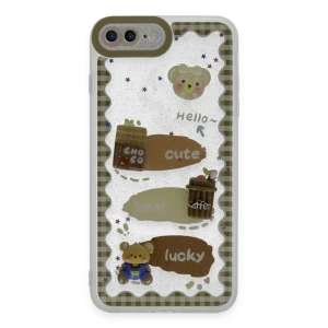 Newface iPhone 7 Plus Kılıf Sweet Desenli Silikon Kapak - Şeffaf