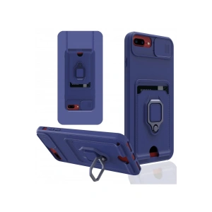 Newface iPhone 7 Plus Kılıf Zuma Kartvizitli Yüzüklü Silikon - Lacivert