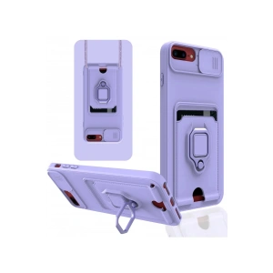 Newface iPhone 7 Plus Kılıf Zuma Kartvizitli Yüzüklü Silikon - Lila