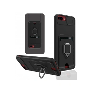 Newface iPhone 7 Plus Kılıf Zuma Kartvizitli Yüzüklü Silikon - Siyah