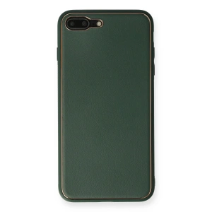 Newface iPhone 8 Plus Kılıf Coco Deri Silikon Kapak - Yeşil