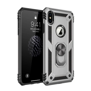 Newface iPhone X Kılıf Sofya Yüzüklü Silikon Kapak - Gümüş