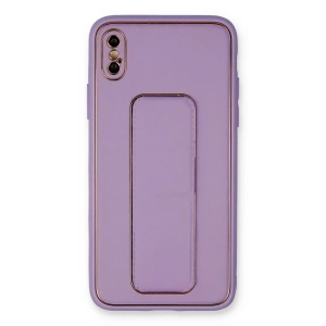 Newface iPhone XS Max Kılıf Coco Deri Standlı Kapak - Koyu Lila