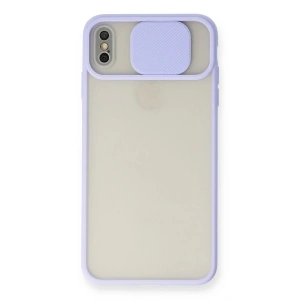 Newface iPhone XS Max Kılıf Palm Buzlu Kamera Sürgülü Silikon - Lila