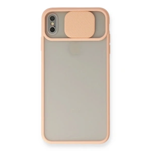 Newface iPhone XS Max Kılıf Palm Buzlu Kamera Sürgülü Silikon - Pembe