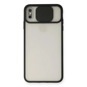 Newface iPhone XS Max Kılıf Palm Buzlu Kamera Sürgülü Silikon - Siyah