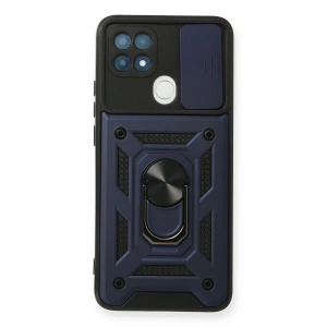 Newface Oppo A15 Kılıf Pars Lens Yüzüklü Silikon - Lacivert