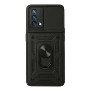 Newface Oppo A74 4G Kılıf Pars Lens Yüzüklü Silikon - Siyah