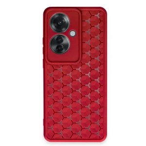 Newface Oppo Reno 11F Kılıf Petek Silikon Kapak - Kırmızı