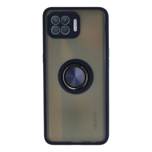 Newface Oppo Reno 4 Lite Kılıf Montreal Yüzüklü Silikon Kapak - Lacivert