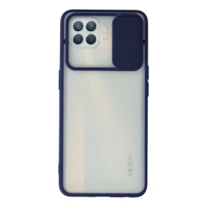 Newface Oppo Reno 4 Lite Kılıf Palm Buzlu Kamera Sürgülü Silikon - Lacivert