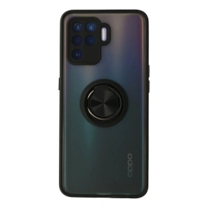 Newface Oppo Reno 5 Lite Kılıf Montreal Yüzüklü Silikon Kapak - Siyah