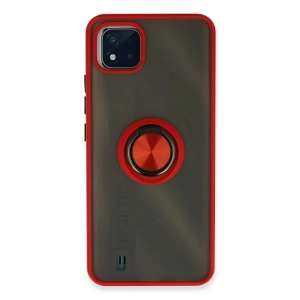 Newface Realme C11 2021 Kılıf Montreal Yüzüklü Silikon Kapak - Kırmızı