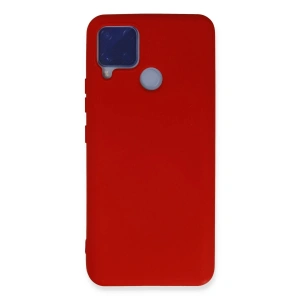 Newface Realme C15 Kılıf Nano içi Kadife Silikon - Kırmızı