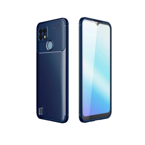 Newface Realme C21 Kılıf Auto Focus Karbon Kapak - Lacivert