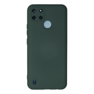 Newface Realme C25Y Kılıf Nano içi Kadife Silikon - Koyu Yeşil