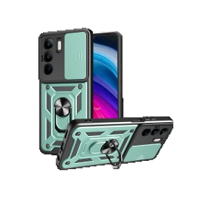 Newface Realme C75 4G Kılıf Pars Lens Yüzüklü Silikon - Yeşil