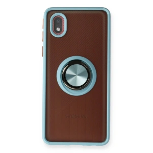 Newface Samsung Galaxy A01 Core Kılıf Montreal Yüzüklü Silikon Kapak - Buz Mavi