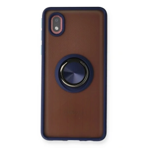 Newface Samsung Galaxy A01 Core Kılıf Montreal Yüzüklü Silikon Kapak - Lacivert