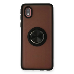 Newface Samsung Galaxy A01 Core Kılıf Montreal Yüzüklü Silikon Kapak - Siyah