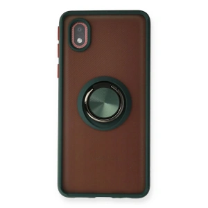 Newface Samsung Galaxy A01 Core Kılıf Montreal Yüzüklü Silikon Kapak - Yeşil