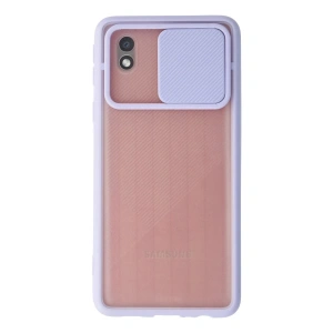 Newface Samsung Galaxy A01 Core Kılıf Palm Buzlu Kamera Sürgülü Silikon - Lila
