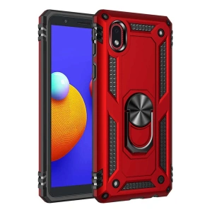 Newface Samsung Galaxy A01 Core Kılıf Sofya Yüzüklü Silikon Kapak - Kırmızı