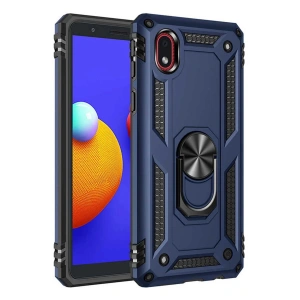 Newface Samsung Galaxy A01 Core Kılıf Sofya Yüzüklü Silikon Kapak - Lacivert