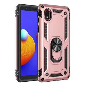 Newface Samsung Galaxy A01 Core Kılıf Sofya Yüzüklü Silikon Kapak - Rose