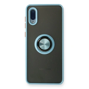 Newface Samsung Galaxy A02 Kılıf Montreal Yüzüklü Silikon Kapak - Buz Mavi