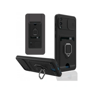 Newface Samsung Galaxy A02 Kılıf Zuma Kartvizitli Yüzüklü Silikon - Siyah