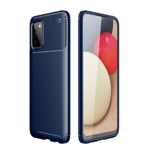 Newface Samsung Galaxy A02S Kılıf Auto Focus Karbon Kapak - Lacivert